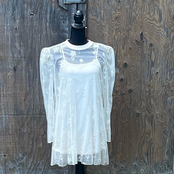 NWT Free People Cecelia Sheer Mini Dress S - Picture 1 of 7